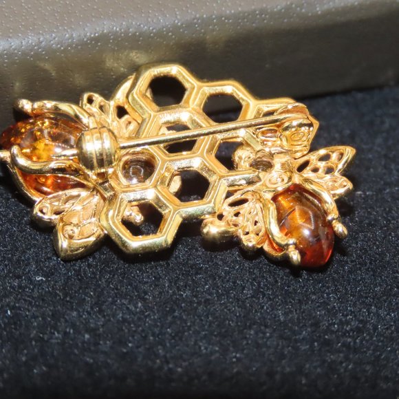 Amber Bumblebee and Honeycomb Pin in 18kt Gold Over Sterling by Ross and Simons - Picture 11 of 16